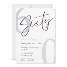 Modern Minimal Script Sixty 60th Birthday Party