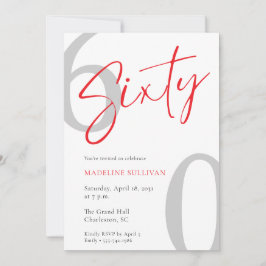 Modern Minimal Script Sixty 60th Birthday Party Inbjudningar