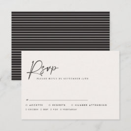 Modern Minimal Script Wedding RSVP with Stripe abc Anteckningskort