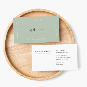 Modern Minimal Simal Sage Grönt Monogram Visitkort