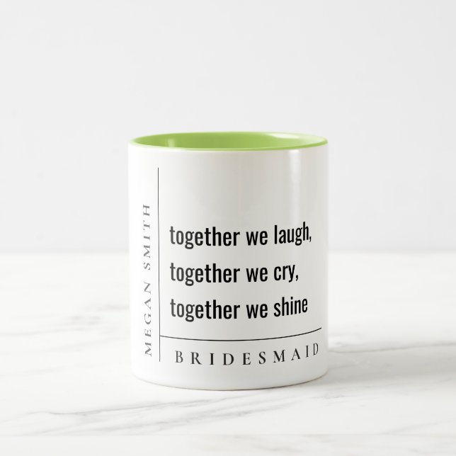 Modern Minimal Simple Together Bridesmaid Gift Två-Tonad Mugg (Center)