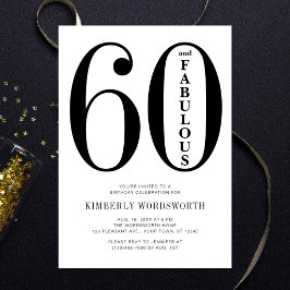 Modern Minimal Sixty and Fabulous 60th Birthday  Inbjudningar