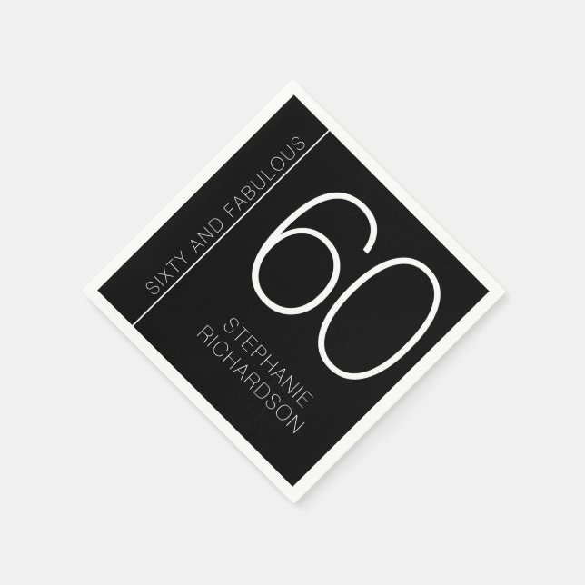 Modern Minimal Sixty and Fabulous 60th Birthday Pappersservett (Hörn)