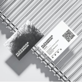 Modern minimal skannerbar svart träkol visitkort