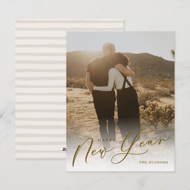 Modern minimal skribentfoto Gott nytt år-Helgdag Julkort (Fram/baksida)