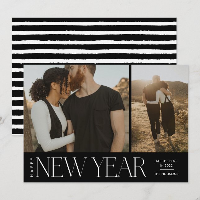 Modern minimal skribentfoto Gott nytt år-Helgdag Julkort (Fram/baksida)
