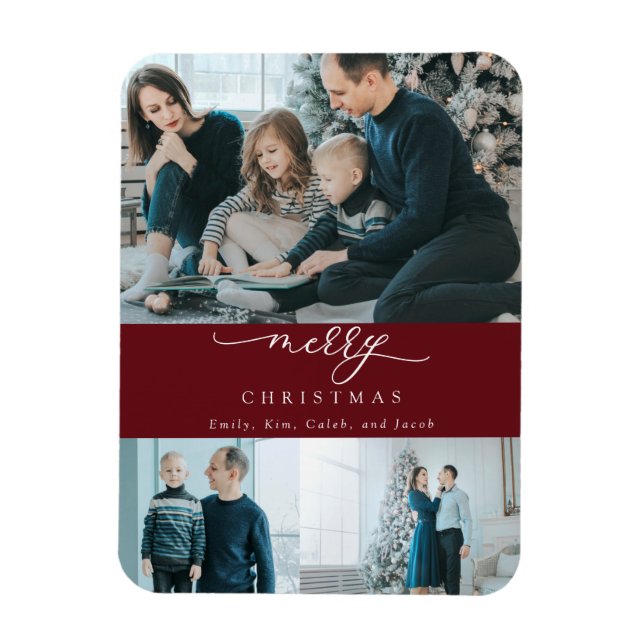 Modern minimal skript 3 Photo God jul Red Magnet (Vertikal)