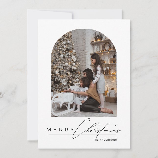 Modern Minimal Skript Arkiv Familjefoto Jul Julkort (Framsida)