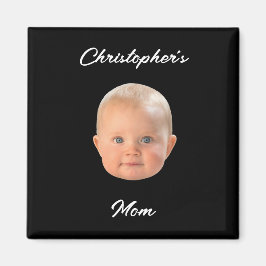 Modern Minimal Skript Baby Ansikte Foto Mamma Pres Magnet