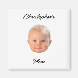 Modern Minimal Skript Baby Ansikte Foto Mamma Pres Magnet