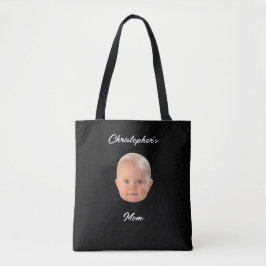 Modern Minimal Skript Baby Ansikte Foto Mamma Pres Tygkasse