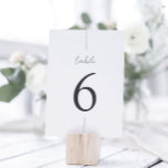 Modern minimal skript bordsnummer<br><div class="desc">Enkla och chic bordsnummer gör en elegant påstående vid bröllop eller vid en händelse. Design innehåller "bord" i handskrivet skript,  med bord under i tidlös serif-typografi. Utformningen upprepas på baksidan. Ash,  en mjuk svart.</div>