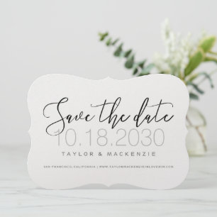 Modern Minimal Skript Die-Cut Bracket Form Spara Datumet