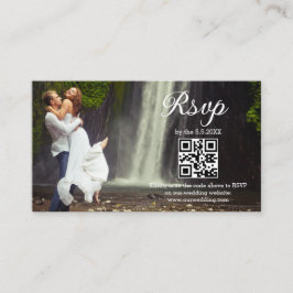 modern minimal skript RSVP QR-kod foto bröllop  Tilläggskort
