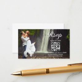 modern minimal skript RSVP QR-kod foto bröllop Tilläggskort