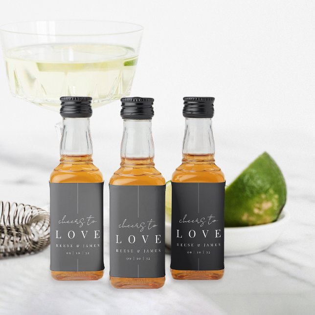 Modern minimal skriptkontroll till Kärlek Bröllop Spritflaskor Etikett (Skapare uppladdad)