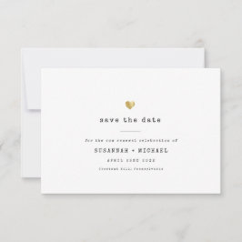 Modern minimal skrivmaskin Guld Heart Vow Renewal Spara Datumet