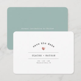 Modern Minimal skrivmaskin Rose Guld Bröllop Grön Spara Datumet