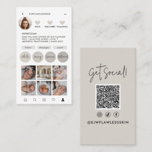 Modern minimal snyggt QR-kod för multifoto Visitkort