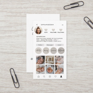 Modern minimal snyggt QR-kod för multifoto Visitkort