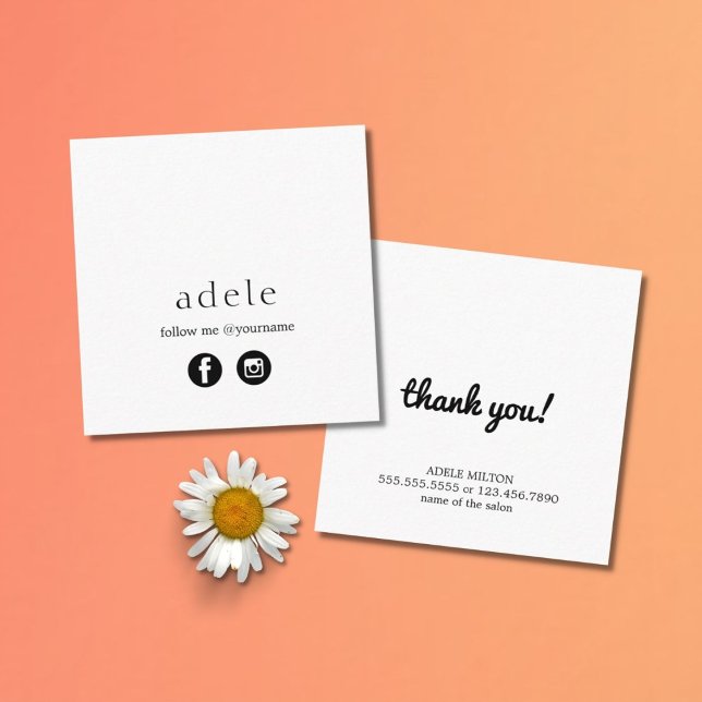 Modern minimal Social-media följer mig Fyrkantigt Visitkort (Skapare uppladdad)