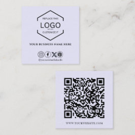 Modern Minimal Social Media QR Code Lilac Lila Fyrkantigt Visitkort