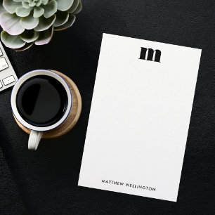 Modern Minimal Solid Black Monogram Brevpapper