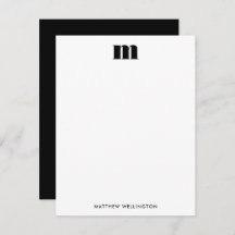 Modern Minimal Solid Black White Monogram