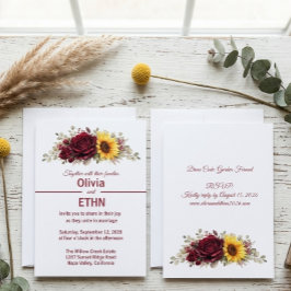 Modern Minimal Solros & Vinblomma Inbjudan
