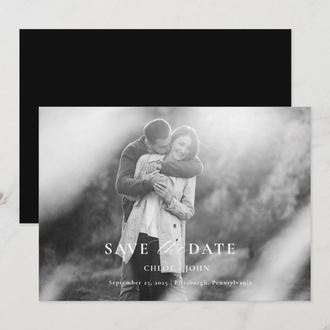 Modern minimal Spara datum Inbjudningar (Fram/baksida)