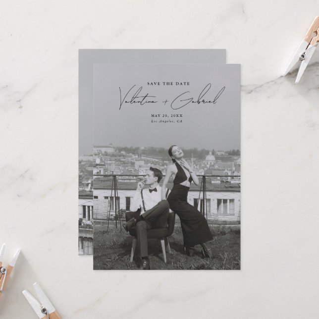 Modern minimal Spara datuminbjudan Inbjudningar (Fram/Back In Situ)