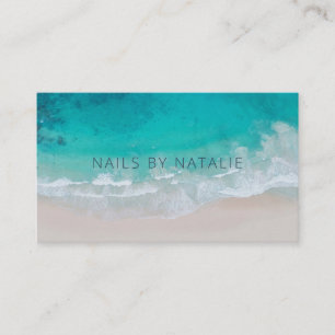 Modern minimal strandtypografi i havet chic visitkort