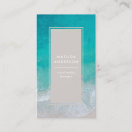 Modern minimal strandtypografi i havet chic visitkort