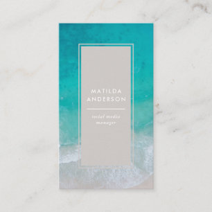Modern minimal strandtypografi i havet chic visitkort