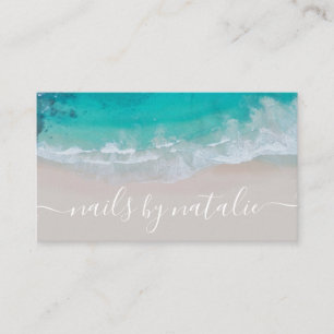 Modern minimal strandtypografi i havet chic visitkort