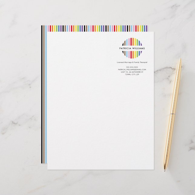 MODERN MINIMAL stripe logo rainbow pride LGBTQ Brevhuvud (Fram/Back In Situ)