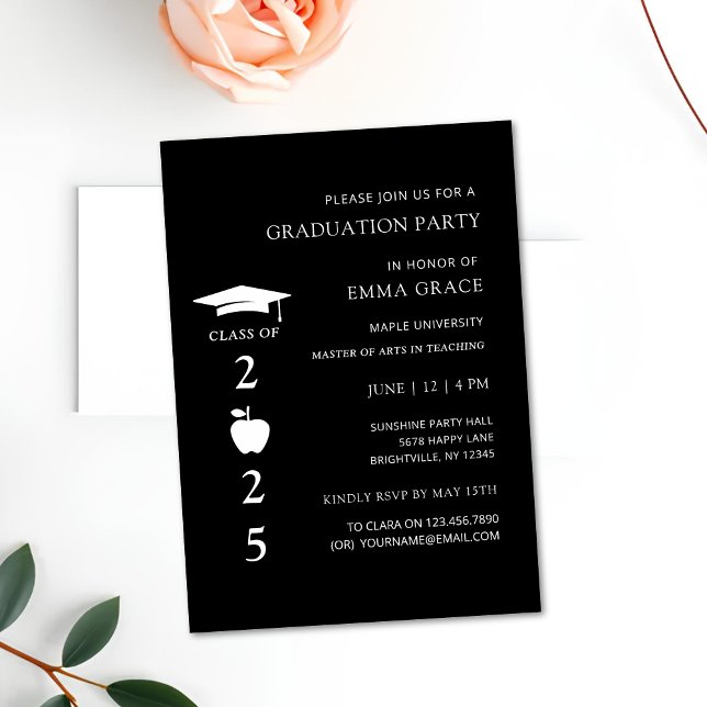 Modern Minimal Student LärarStudentfest Inbjudningar (teacher graduation invitations, teacher graduation invites, teacher graduation party invitations, te)