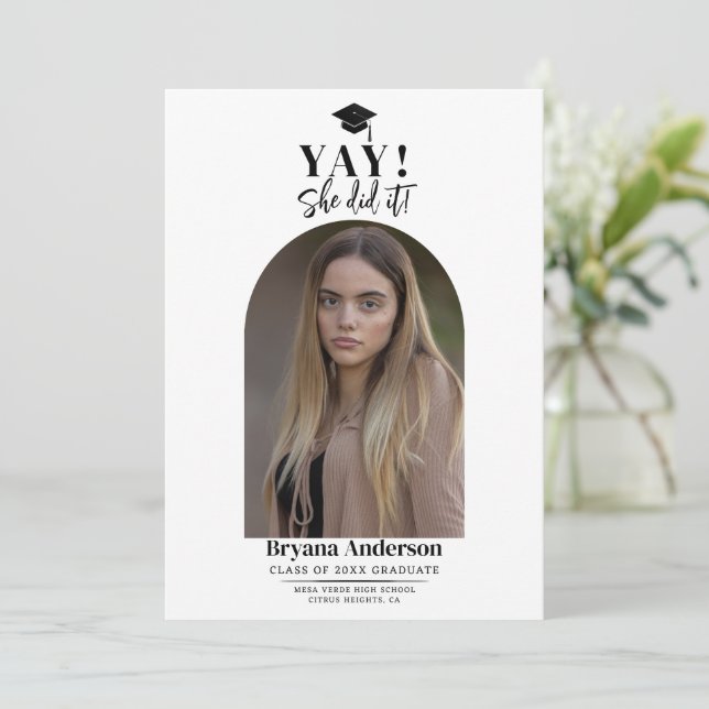 Modern minimal Studenten Dome-fotomeddelande Inbjudningar (Stående Fram)