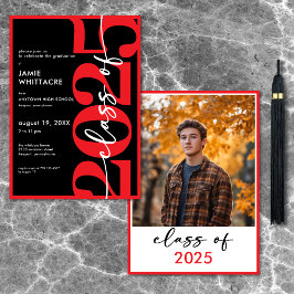 Modern minimal Studentfest för röd typografi Inbjudningar