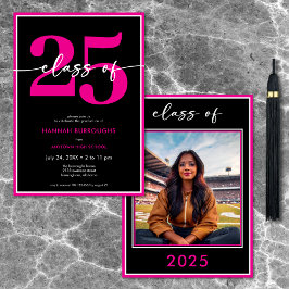 Modern minimal Studentfest för Rosa av skript Inbjudningar