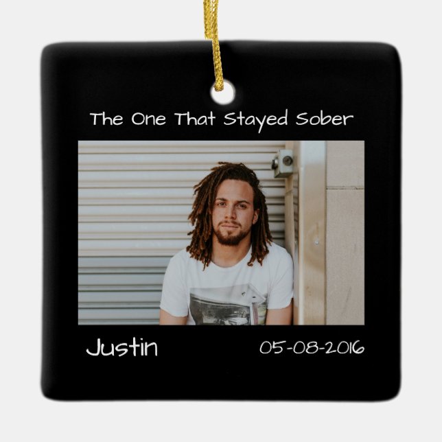 Modern minimal support för fotosober julgransprydnad keramik (Framsida)