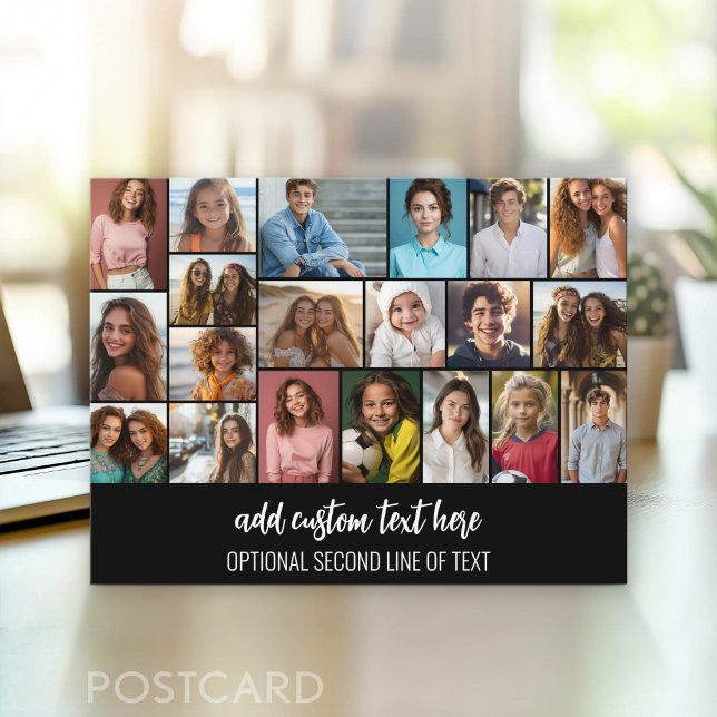 Modern Minimal Svart - 20 Foto Collage Vykort (Photo Postcard - Customize with your favorite photos)