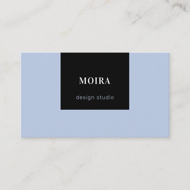 Modern minimal svart, blå, svart visitkort (Framsida)