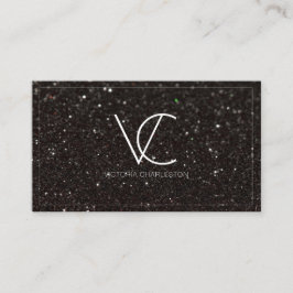 Modern minimal svart Glitter Visitkort