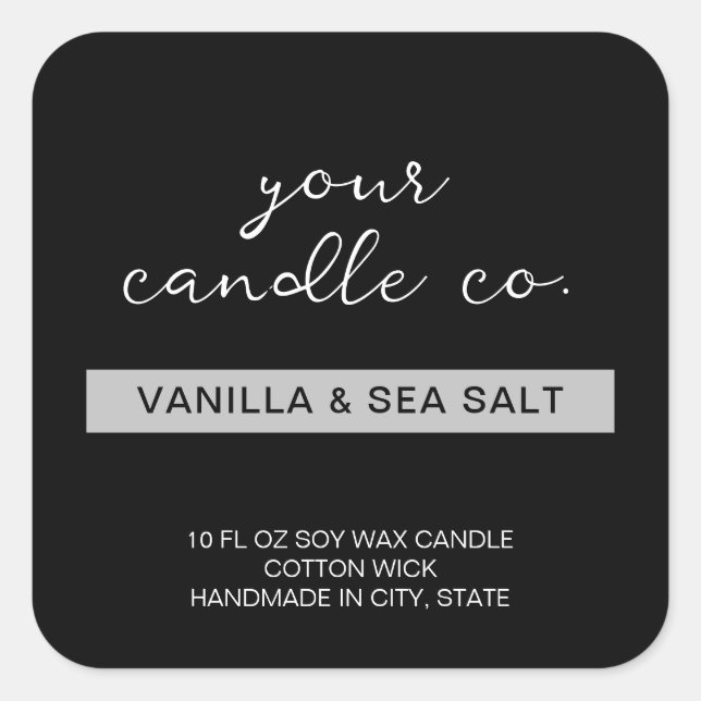 Modern Minimal Svart Ljus Ljusstake Etikett (Framsida)