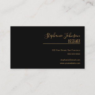 Modern Minimal svart- och Guld-kalligrafi Visitkort