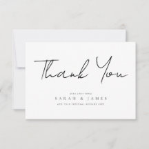 Modern minimal svart och vit Bröllop Tack
