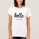 Modern minimal svart och vit Hej och du Namn T Shirt<br><div class="desc">Modern minimal svart och vit Hej och du Namn</div>