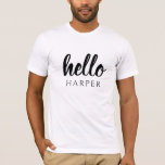 Modern minimal svart och vit Hej och du Namn T Shirt<br><div class="desc">Modern minimal svart och vit Hej och du Namn</div>