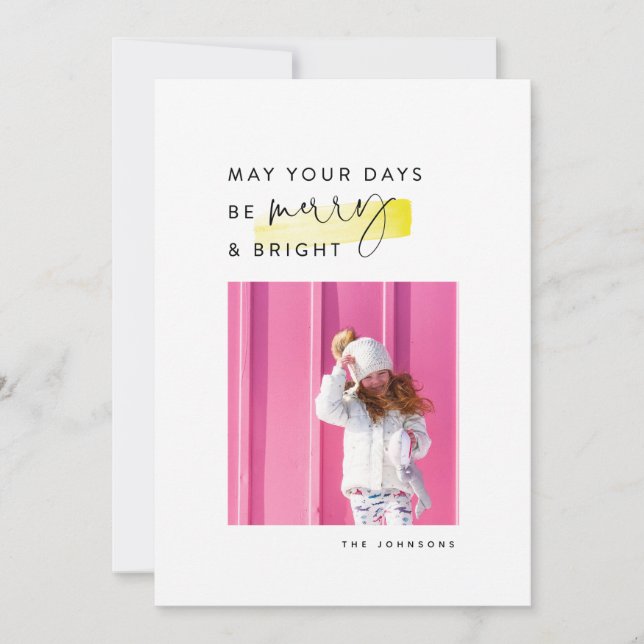 Modern minimal svart och vit julfotkort inbjudningar (Framsida)